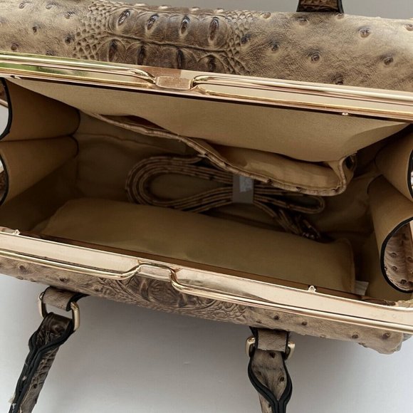 Women's Tan Alligator Skin Leather Top Handle Handbag Purse with Removable Strap - Picture 13 of 15